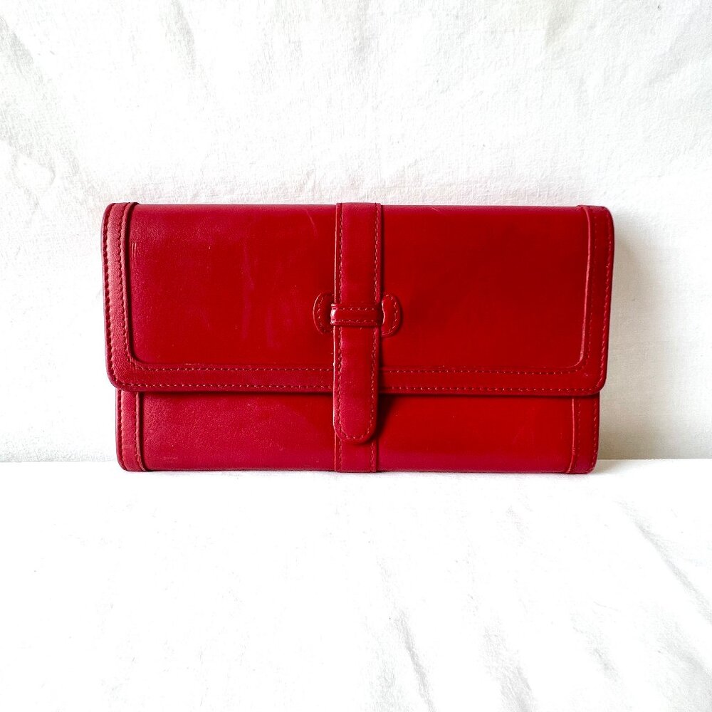 L.L. Bean Red Leather Bi-fold Wallet, 9" x 5", Excellent Condition!